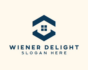 Blue House Hexagon Realtor logo design