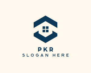 Blue House Hexagon Realtor logo design