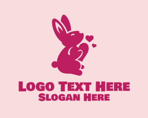 Love - Love Heart Bunny Rabbit logo design