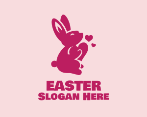 Love Heart Bunny Rabbit logo design