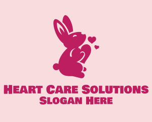 Love Heart Bunny Rabbit logo design