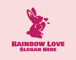 Love Heart Bunny Rabbit logo design