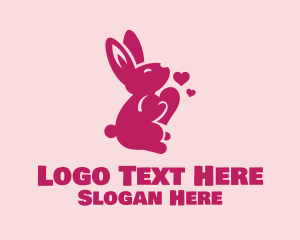 Easter Egg Hunt - Love Heart Bunny Rabbit logo design
