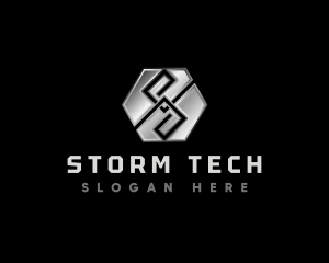 Hexagon Tech Letter S logo design