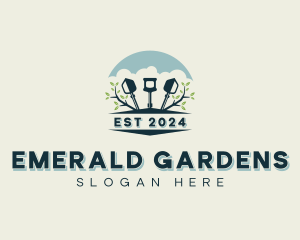 Landscaping Plant Shovel logo design