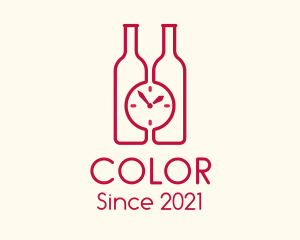 Wine Bottle - Clock Wine Bottle logo design