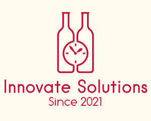 Wine Tasting - Clock Wine Bottle logo design