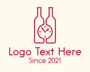 Red Bottle - Clock Wine Bottle logo design
