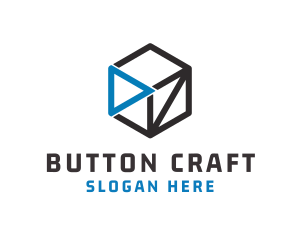 Cube Play Button logo design