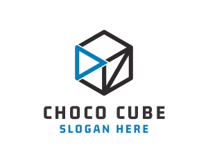 Cube Play Button logo design