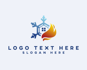Thermal - Snowflake Flame House logo design