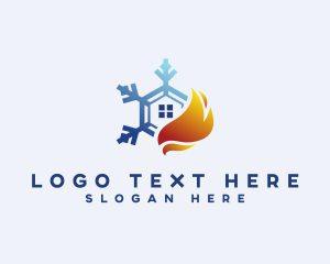 Cold - Snowflake Flame House logo design