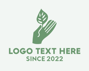 Hand Gesture - Silhouette Hand Seedling logo design
