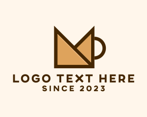 Coffee Stall - Geometric Letter M Cup logo design