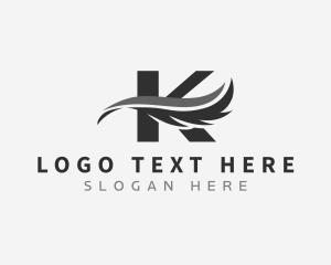 Modern - Generic Wave Feather Letter K logo design