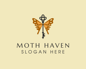 Moth - Elegant Wing Key logo design