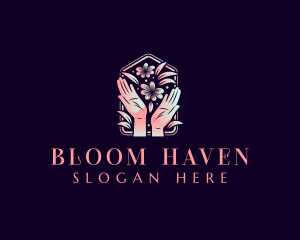 Flower Hand Wellness Relaxation logo design