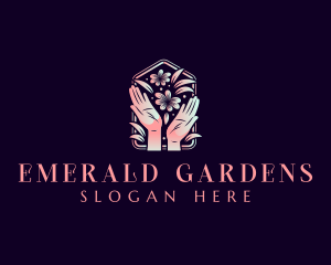 Flower Hand Wellness Relaxation logo design