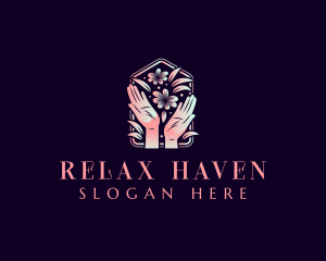 Flower Hand Wellness Relaxation logo design