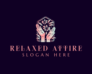 Flower Hand Wellness Relaxation logo design