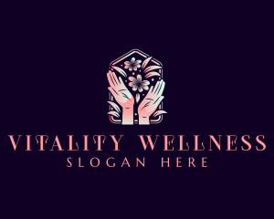 Flower Hand Wellness Relaxation logo design