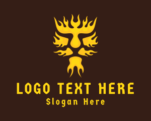 Golden - Gold Lion Flame logo design