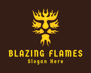 Gold Lion Flame logo design