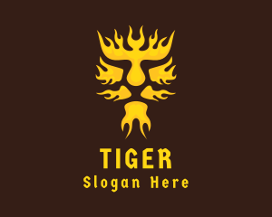 Gold Lion Flame logo design
