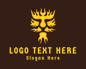Lion - Gold Lion Flame logo design
