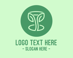 Stroke - Green Organic Wine Glass logo design