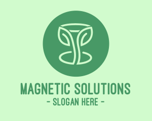 Magnetic - Green Organic Wine Glass logo design