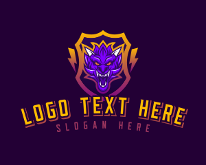 Dragon - Lightning Dragon Shield logo design