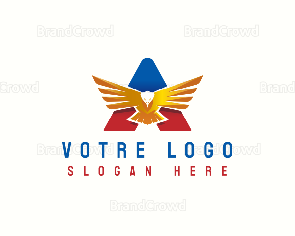 Flying American Eagle Letter A Logo