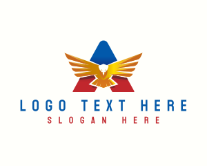 Bird - Flying American Eagle Letter A logo design