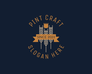 Pint - Crown Wheat Brewery logo design