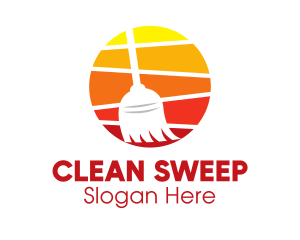 Broom Sweeper Cleaning logo design