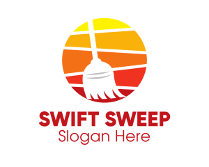 Broom Sweeper Cleaning logo design