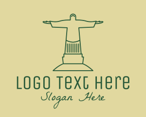 Destination - Green Christian Statue logo design