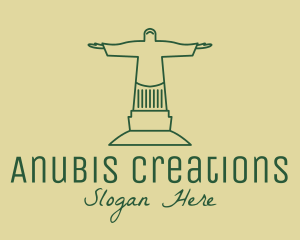 Green Christian Statue  logo design