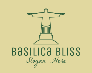 Basilica - Green Christian Statue logo design