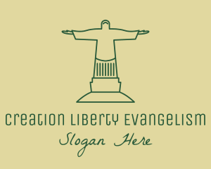 Green Christian Statue  logo design