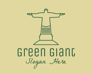 Green Christian Statue  logo design