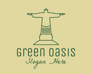 Green Christian Statue  logo design