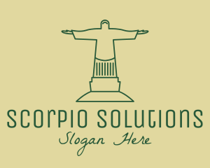 Green Christian Statue  logo design