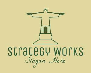 Green Christian Statue  logo design