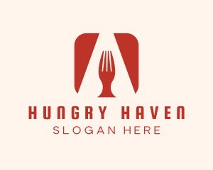 Hungry - Letter A Fork logo design