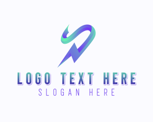 Lightning Bolt Letter N logo design