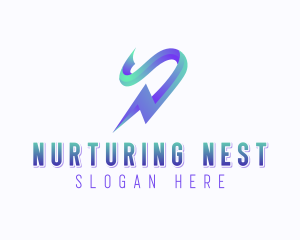 Lightning Bolt Letter N logo design