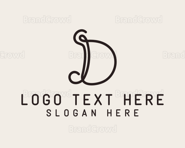 Sewing String Tailoring Letter D Logo