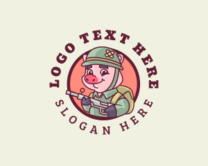 Soldier - Military Soldier Pig logo design